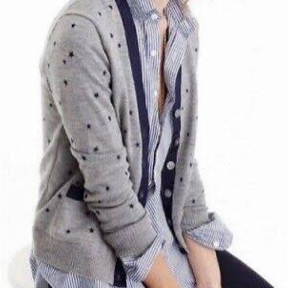 J. Crew Gray Star Patterned Women's 50% Wool Sweater